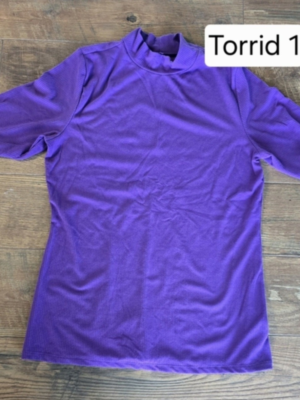 torrid Purple Ribbed Mock Neck Short Sleeve Top